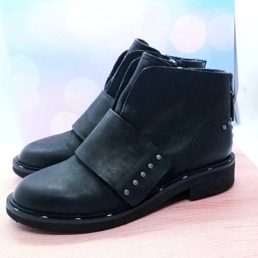 Studded Black Leather Ankle Boots OFF THE BEATEN PATH Size 6.5